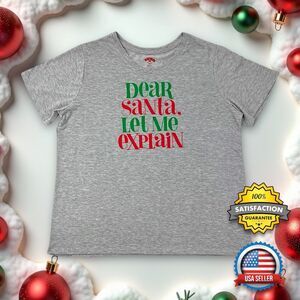 WOMEN'S XXXL Christmas T-Shirt - Funny “Dear Santa Let Me Explain” Holiday Tee